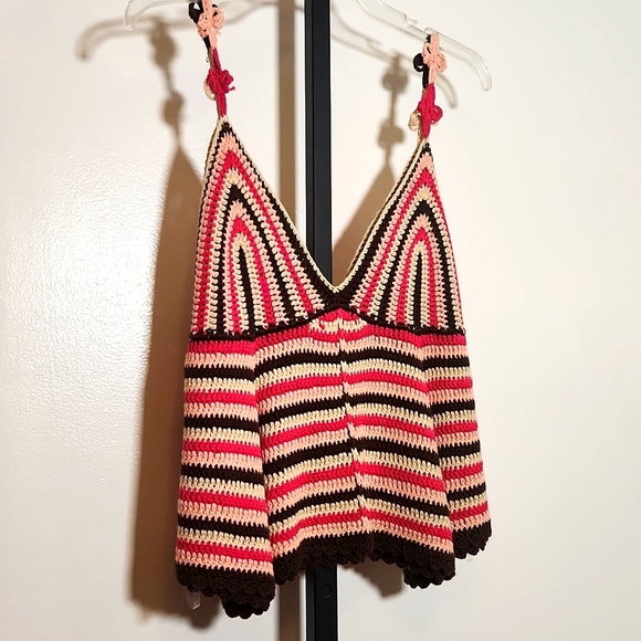 POL Tops - NWT POL Striped Crochet Tank Top, Size Large